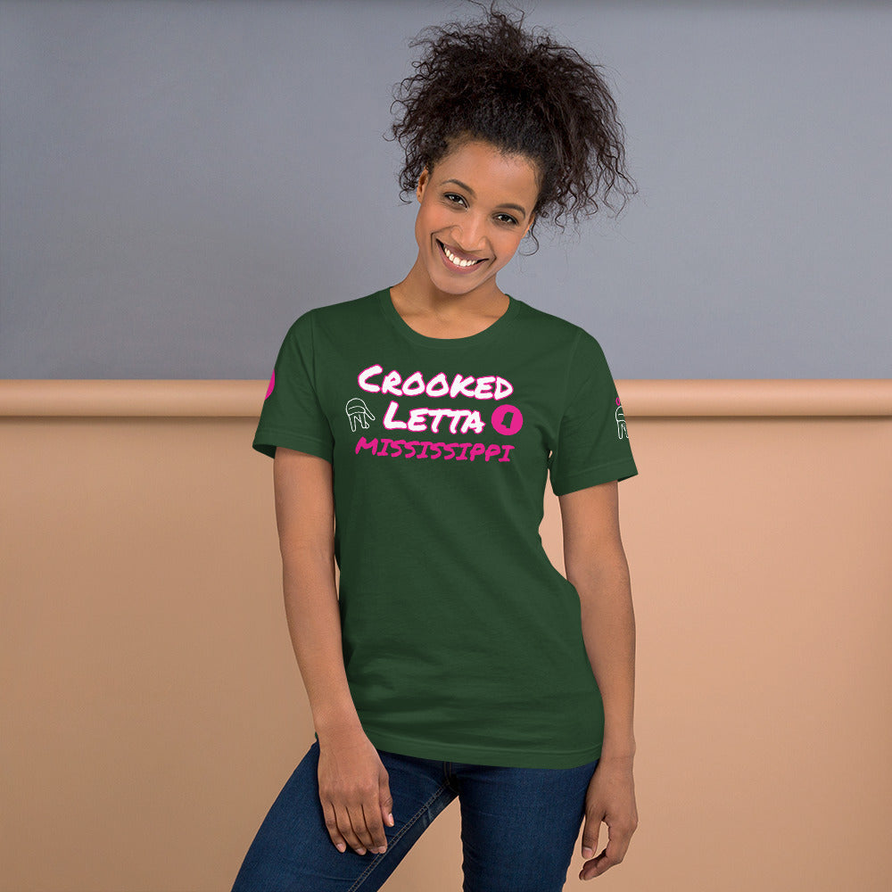 Crooked Letta Pink logo Unisex t-shirt
